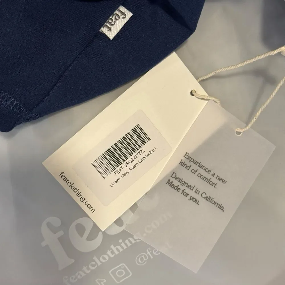NWT feat Unisex Navy Blue Quarter-Zip Pullover Size Large